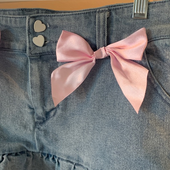 Sweet Society Adorable Denim Skirt w lace and Rick Rack trim Size Large - Picture 3 of 7